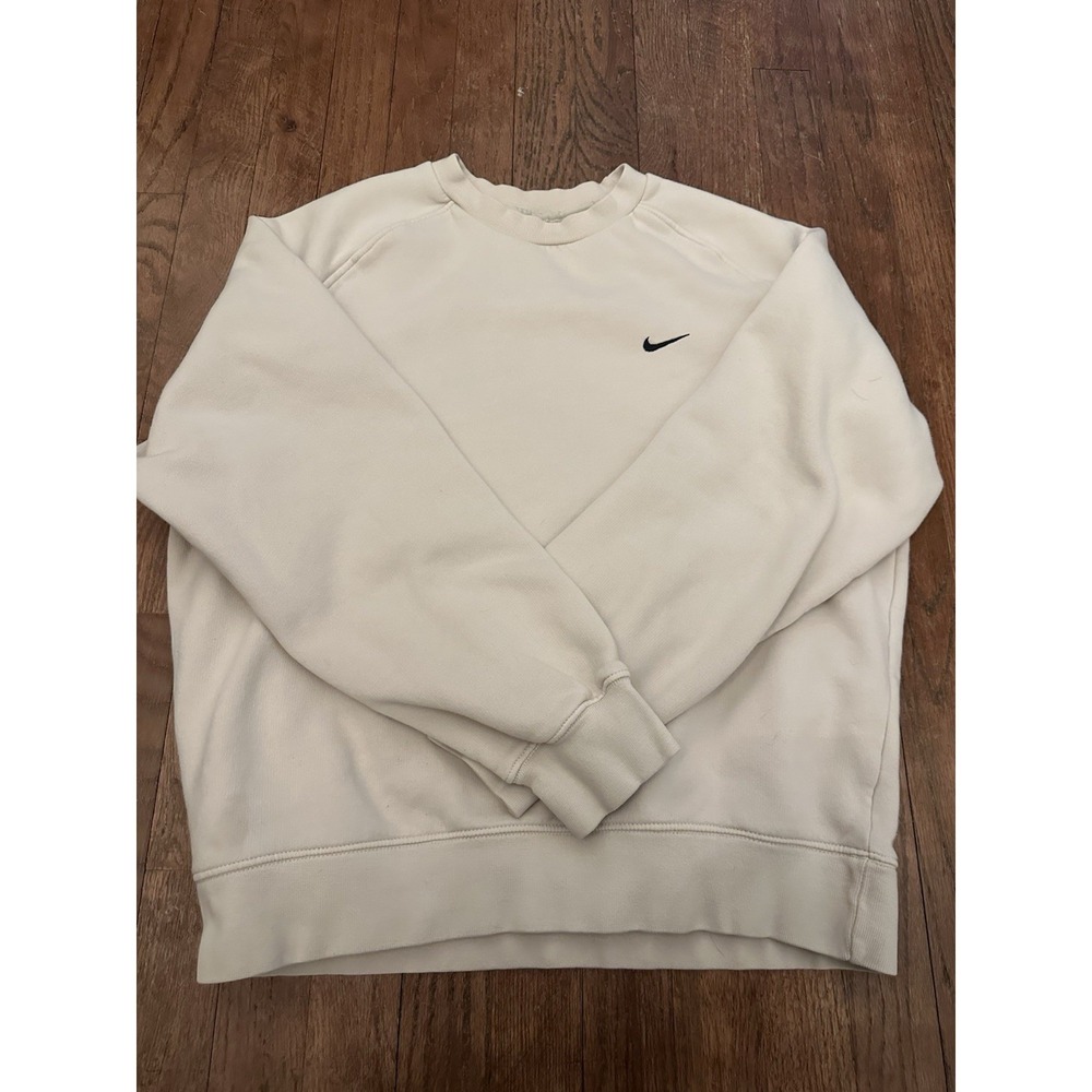Vintage USA Nike Crewneck Sweatshirt‎ White Pullover Y2K Men's Sz M Swoosh Check